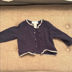 Janie and Jack Navy Cardigan with Cream Trim